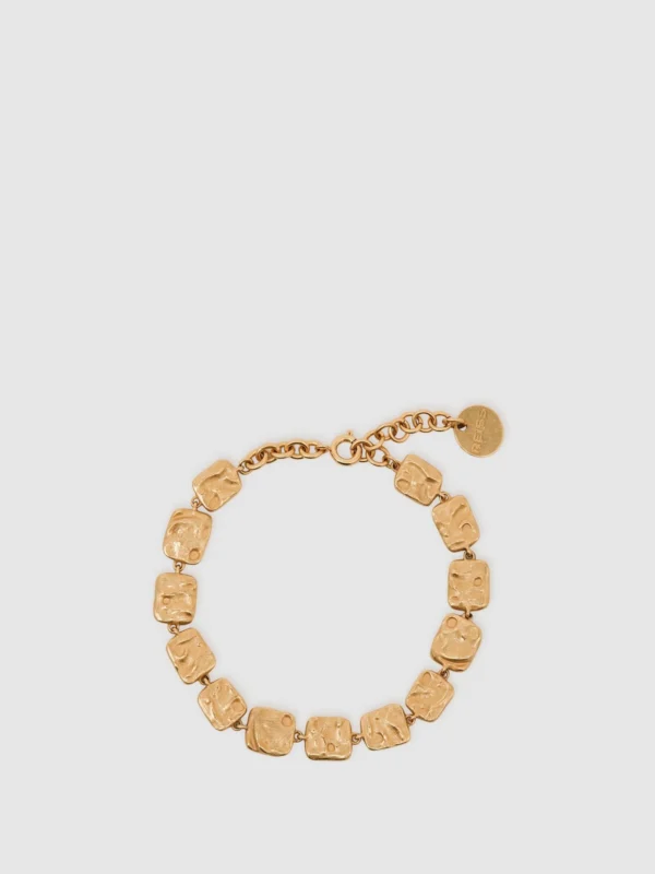 Reiss Gold Tone Brass Square Bracelet