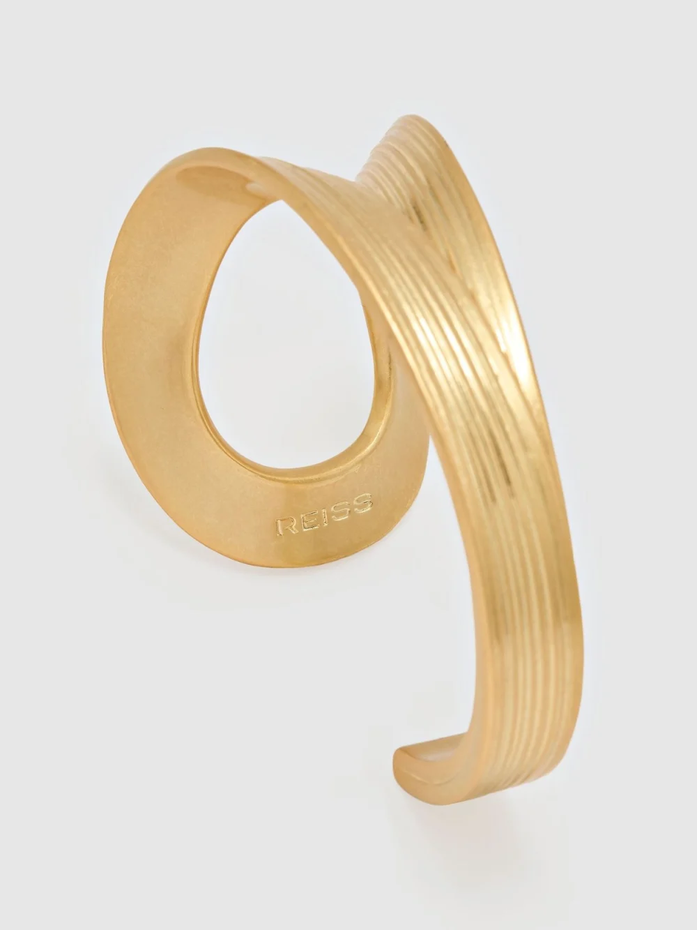 Reiss Gold Tone Brushed Twist Cuff,, view 3
