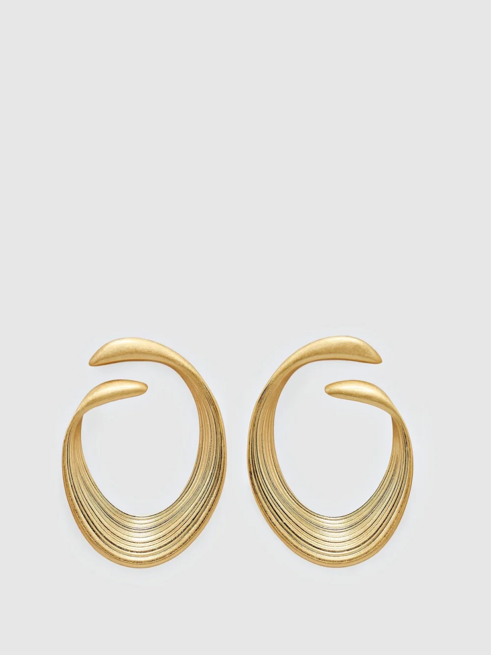Reiss Gold Tone Brushed Twist Loop Earrings,, view 2