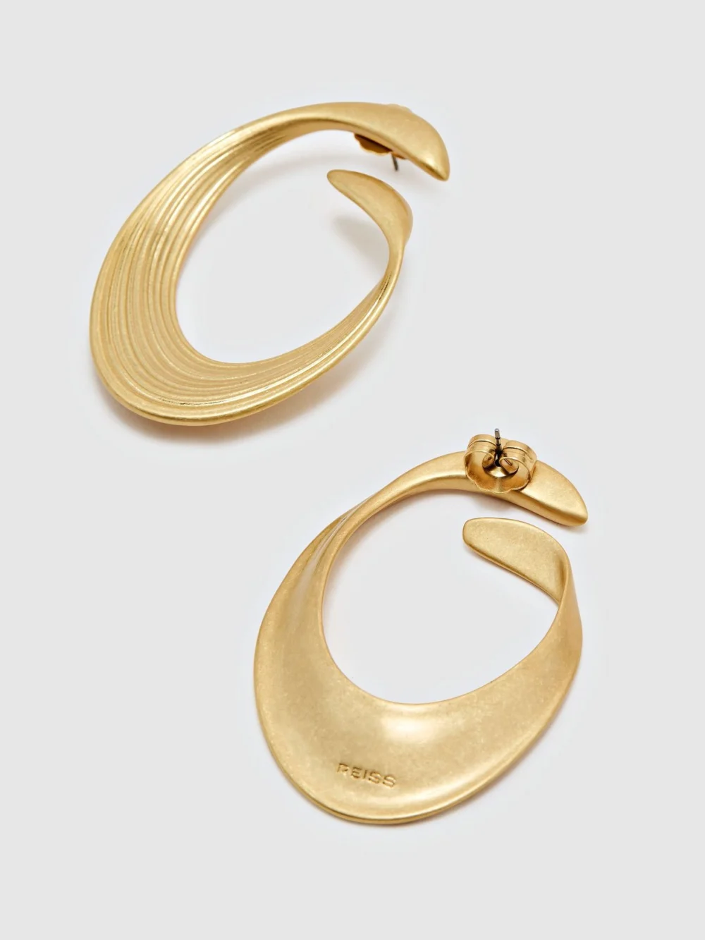 Reiss Gold Tone Brushed Twist Loop Earrings,, view 3