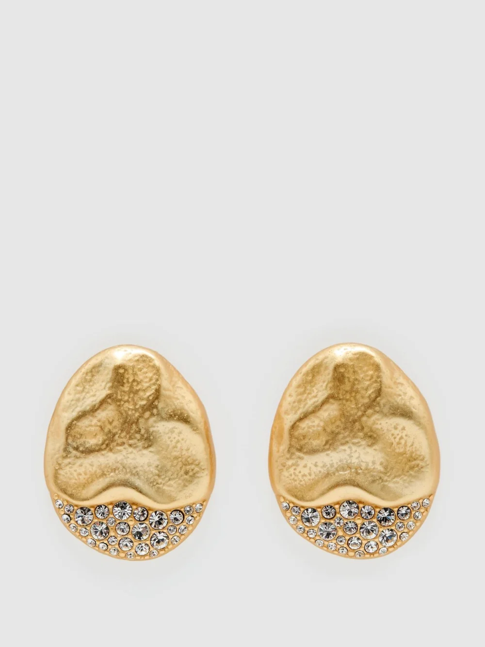 Reiss Gold Tone Crystal-detail Molten Stud Earrings,, view 2