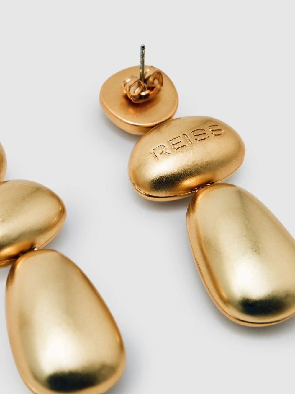 Reiss Gold Tone Dome Drop Earrings,, view 4