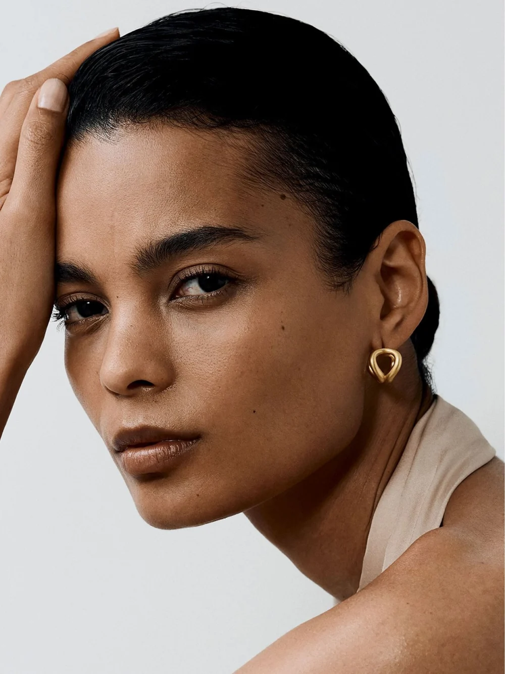 Reiss Gold Tone Double-loop Huggie Earrings,