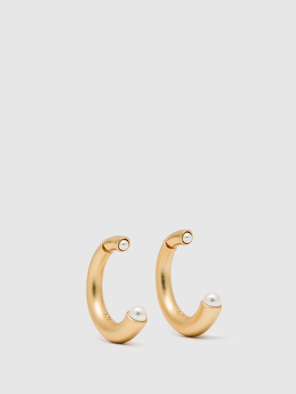 Reiss Gold Tone Faux-pearl Reverse Hoop Earrings,, view 2