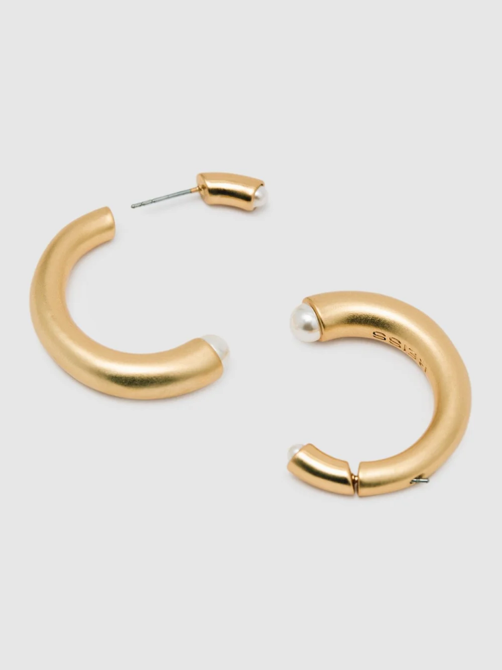 Reiss Gold Tone Faux-pearl Reverse Hoop Earrings,, view 3