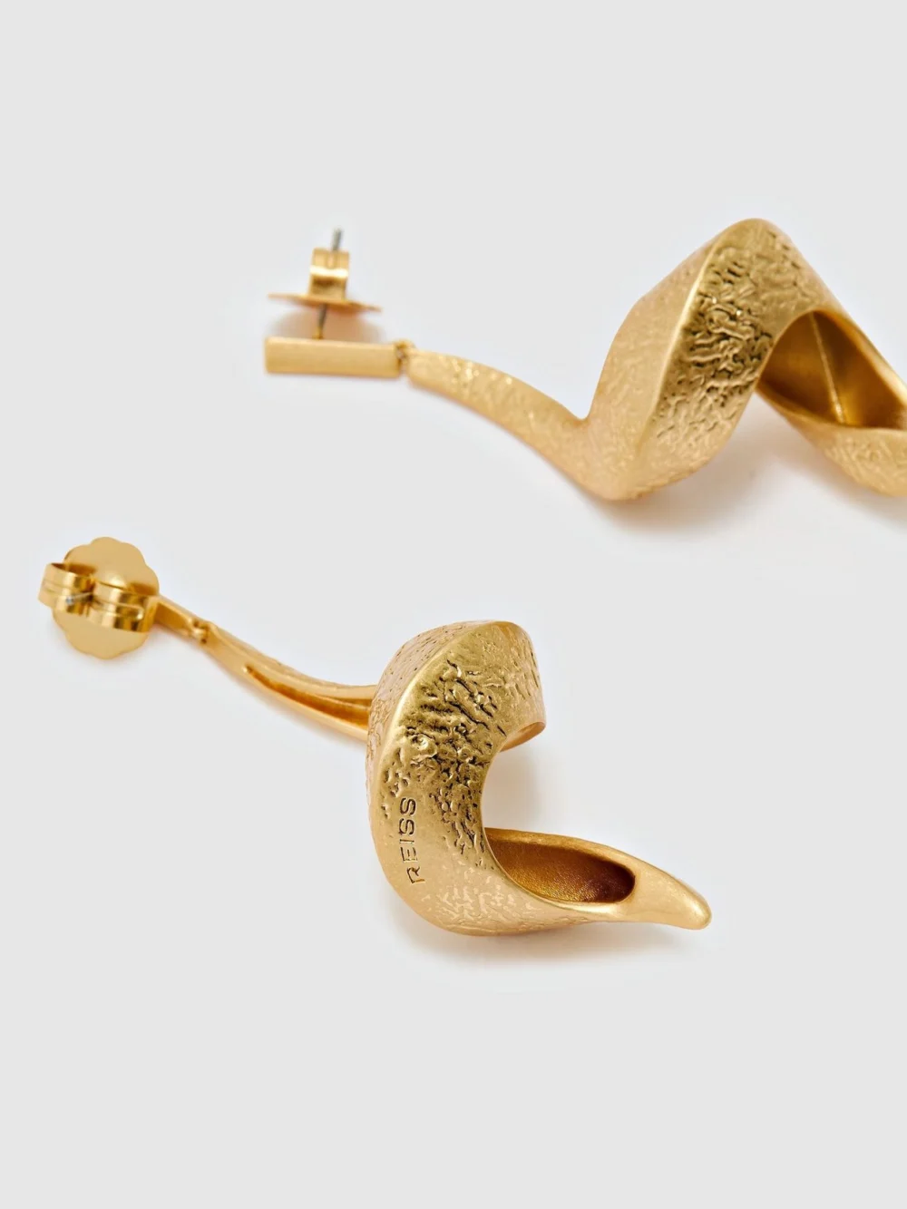 Reiss Gold Tone Floral Twist Drop Earrings,, view 3