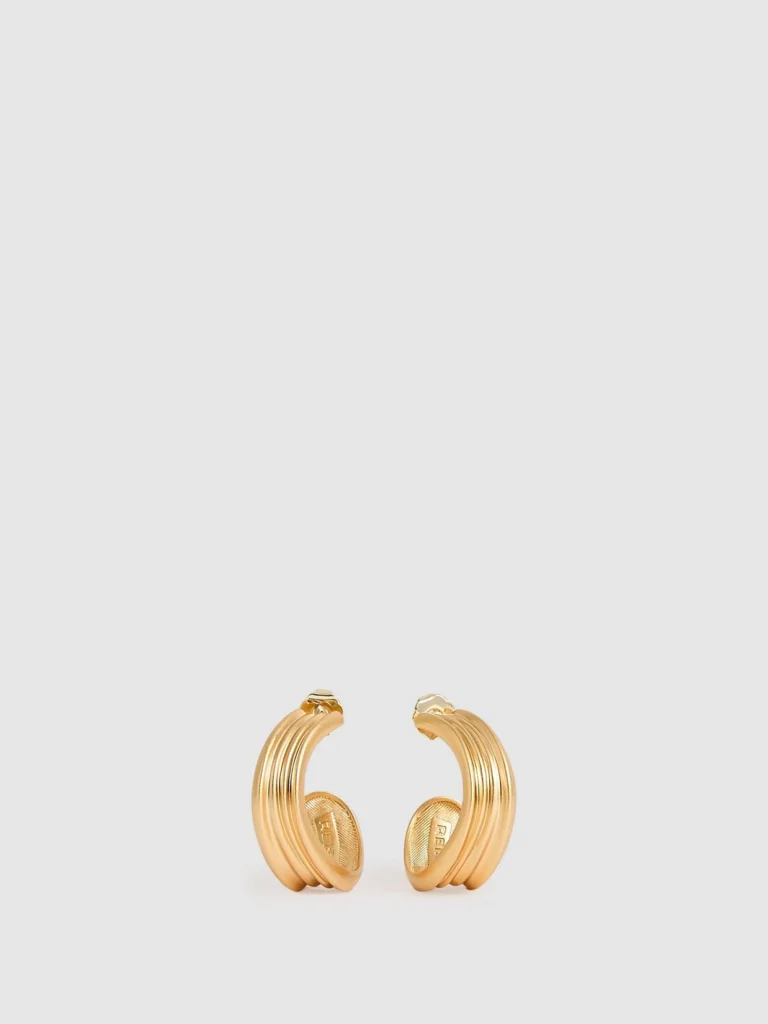 Reiss Gold Tone Fluid Hoop Earrings,