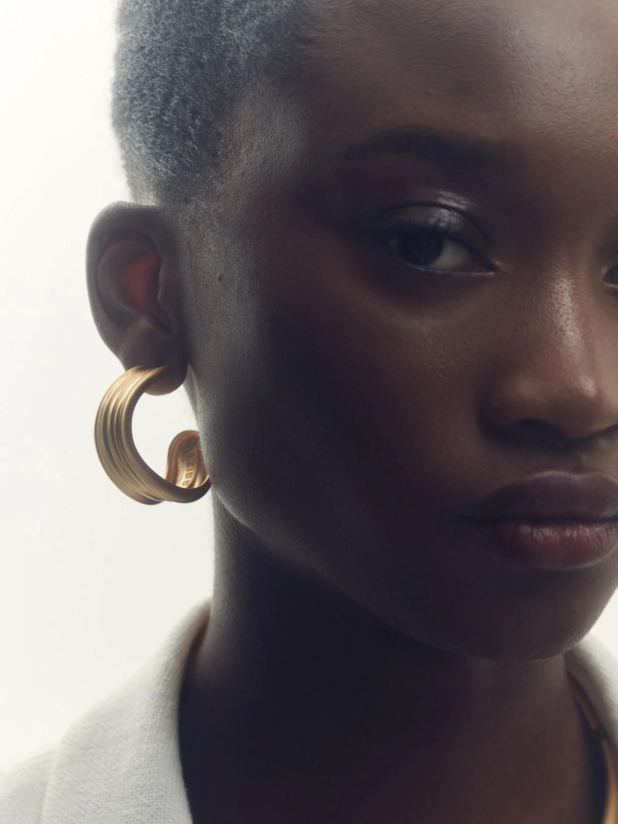 Reiss Gold Tone Fluid Hoop Earrings,, view 2