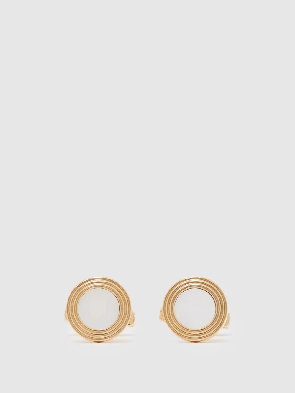 Reiss Gold Tone Inlaid Round Ridge Cufflinks,