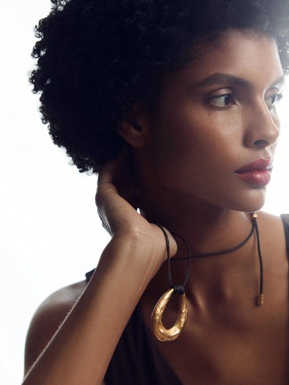 Reiss Gold Tone Molten Link Pendant Necklace,, view 2