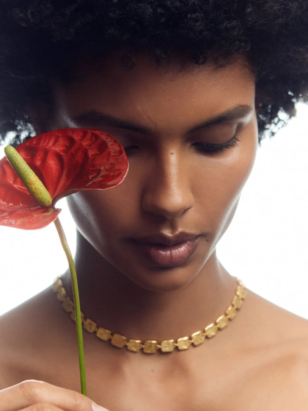 Reiss Gold Tone Molten Square Necklace,, view 2