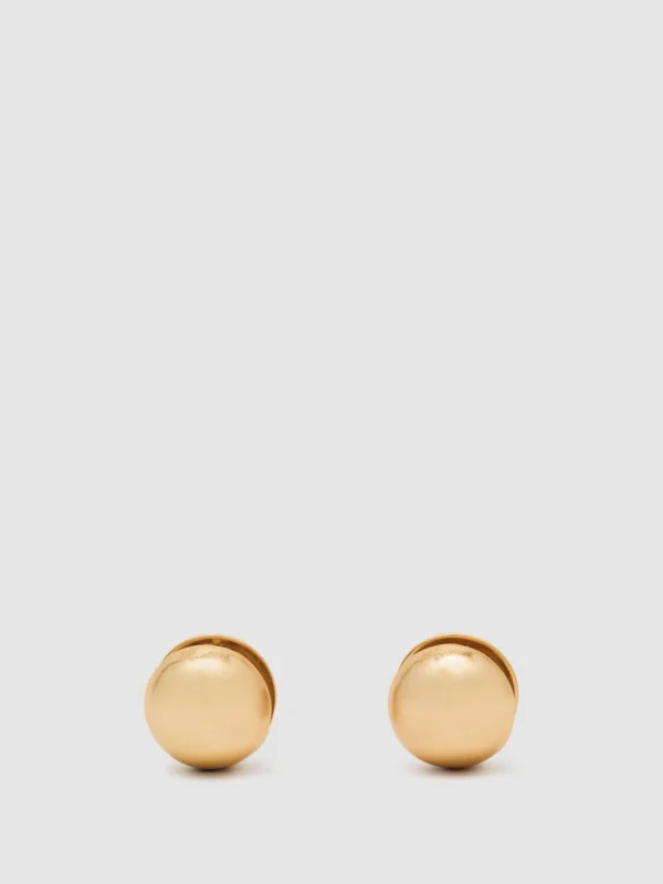 Reiss Gold Tone Polished Ball Huggie Earrings,