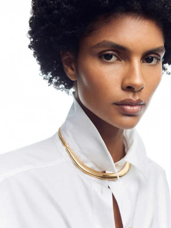 Reiss Gold Tone Polished Curve Choker,