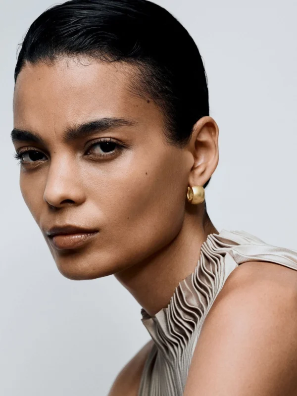 Reiss Gold Tone Polished Hinged Huggie Earrings,