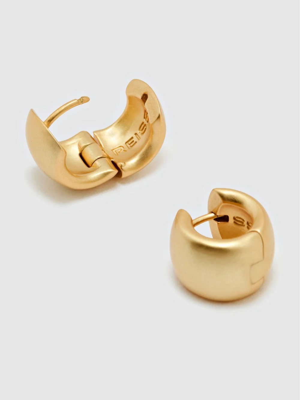 Reiss Gold Tone Polished Hinged Huggie Earrings,, view 3