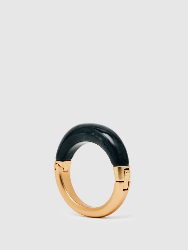 Reiss Gold Tone Scoop Enamel Hinged Bangle,