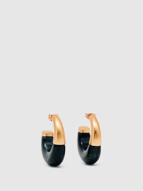 Reiss Gold Tone Scoop Enamel Hoop Earrings,