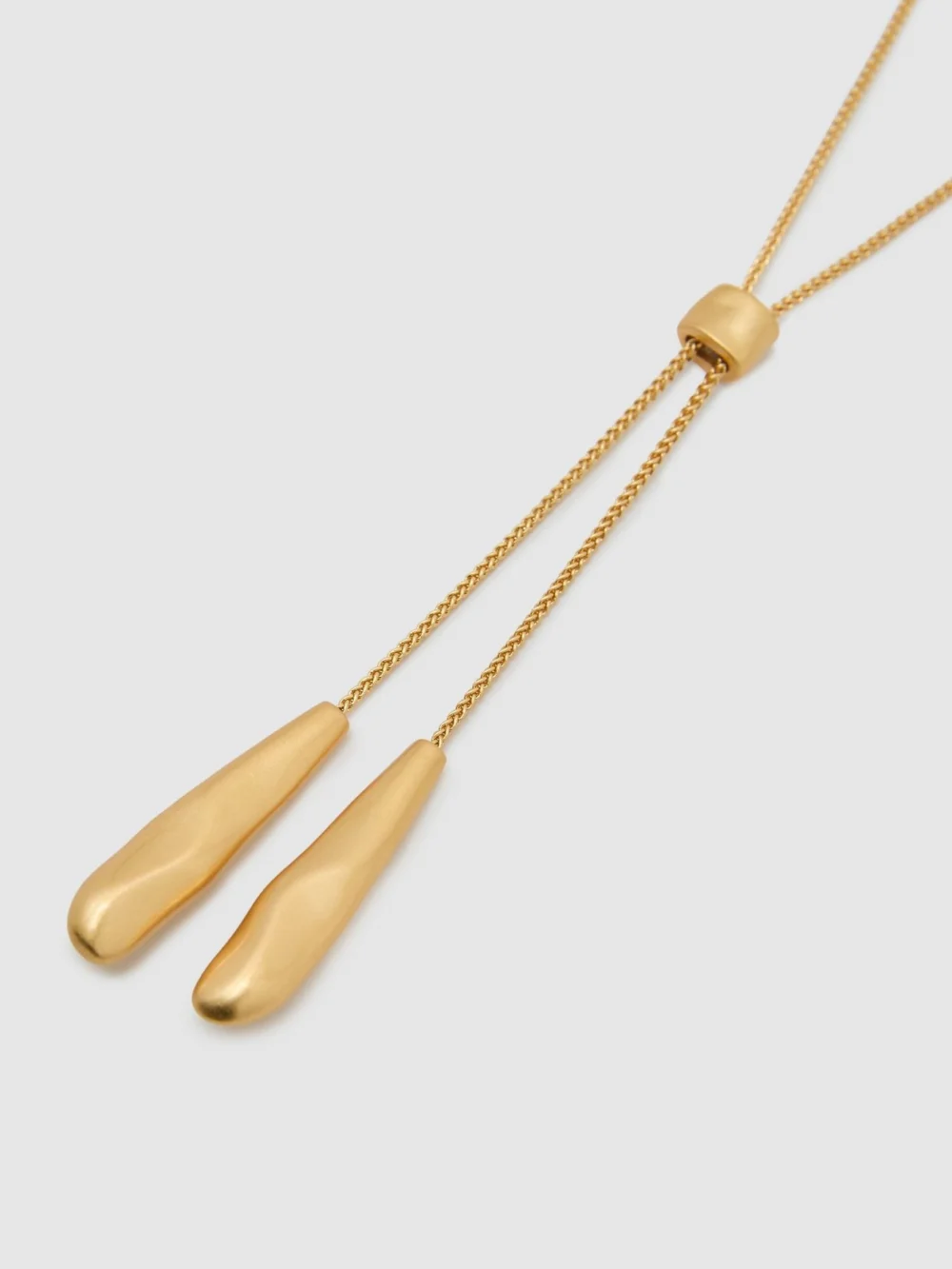 Reiss Gold Tone Sculpted Drop Lariat Necklace,, view 3