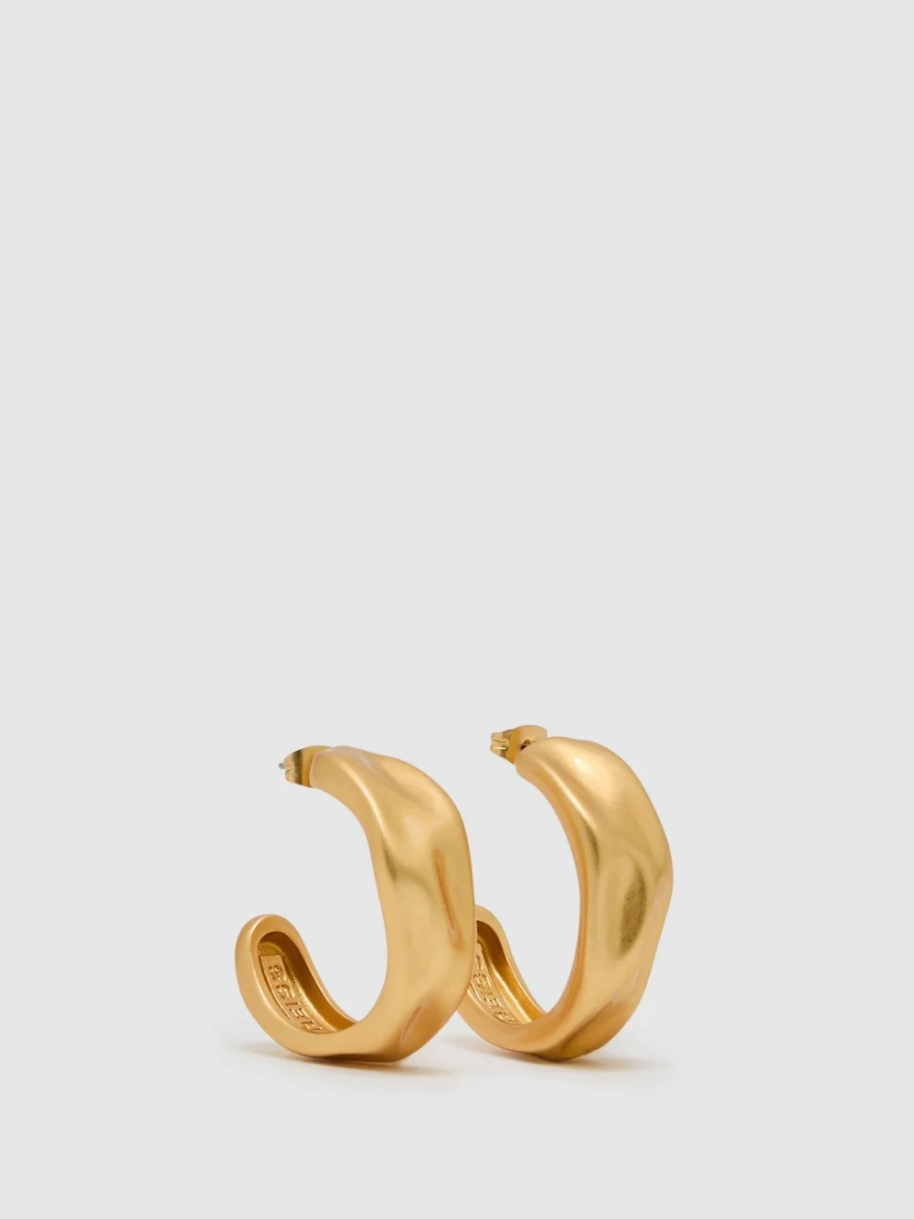 Reiss Gold Tone Sculpted Hoop Earrings,, view 4