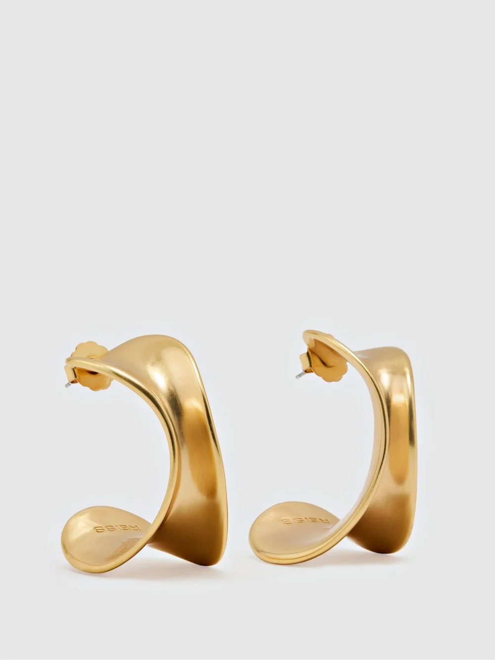Reiss Gold Tone Sculptural Curve Hoop Earrings,, view 2