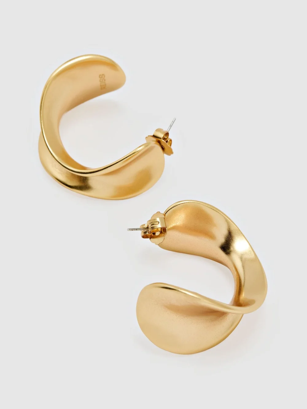 Reiss Gold Tone Sculptural Curve Hoop Earrings,, view 3