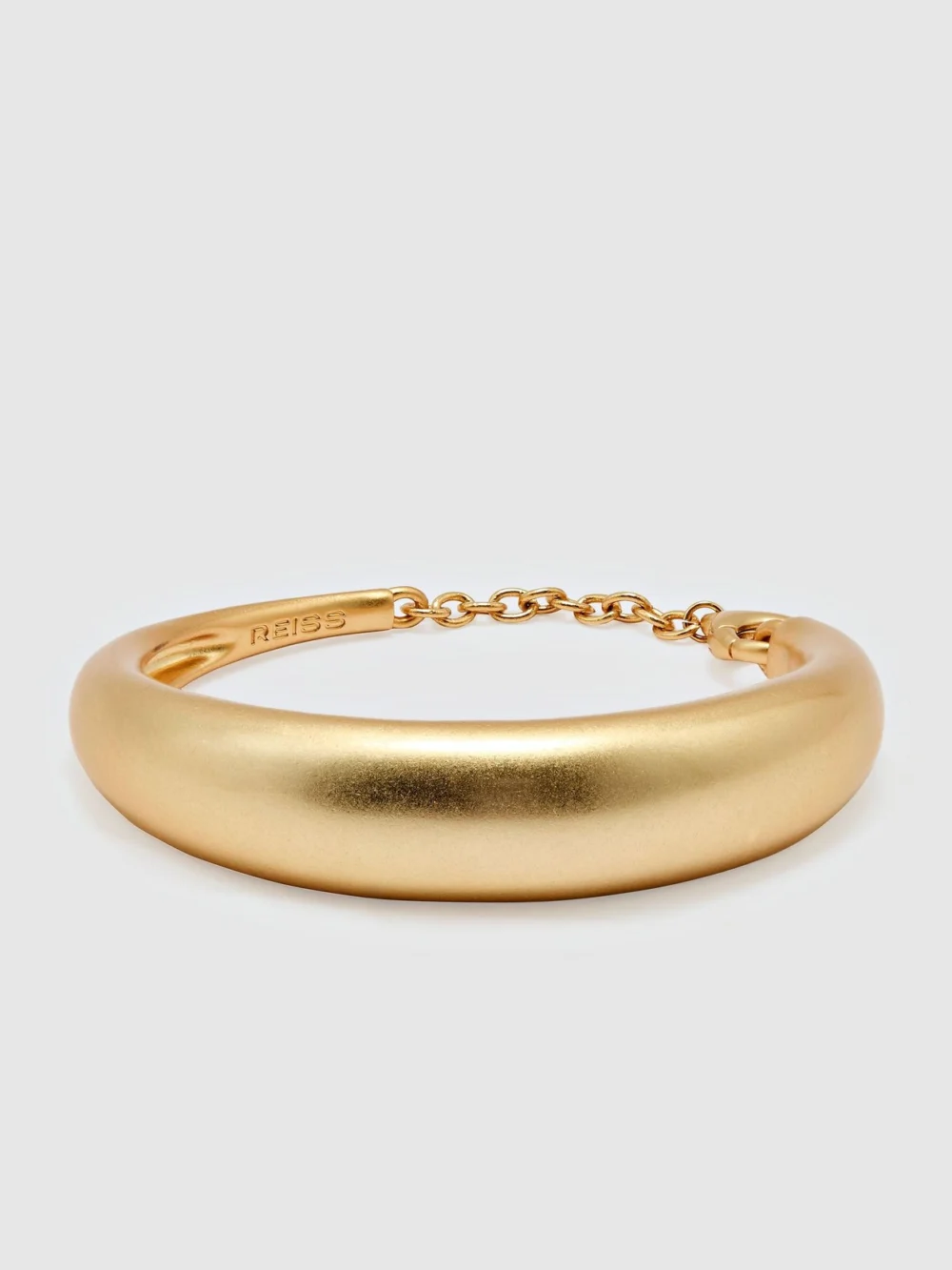 Reiss Gold Tone Smooth Curve Chain-back Bangle,, view 2