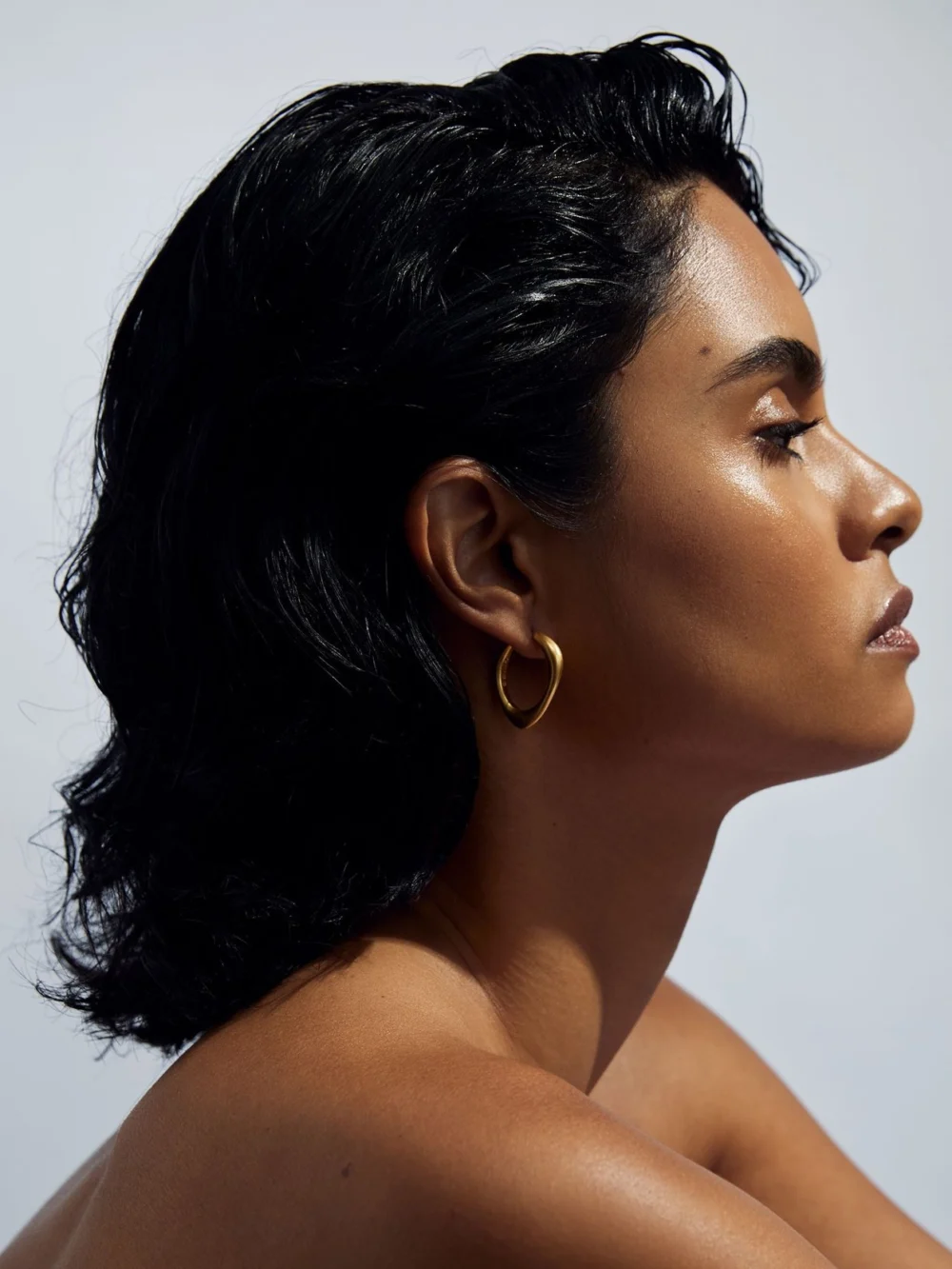 Reiss Gold Tone Smooth Curve Hoop Earrings,