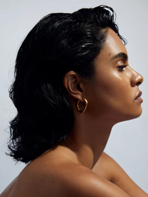 Reiss Gold Tone Smooth Curve Hoop Earrings,