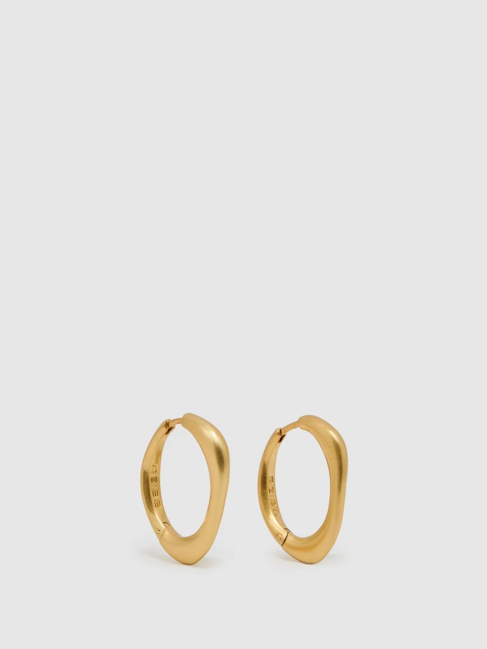 Reiss Gold Tone Smooth Curve Hoop Earrings,, view 2