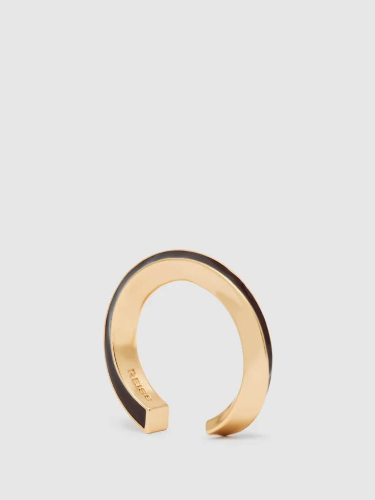 Reiss Gold Tone Twist Enamel Cuff,