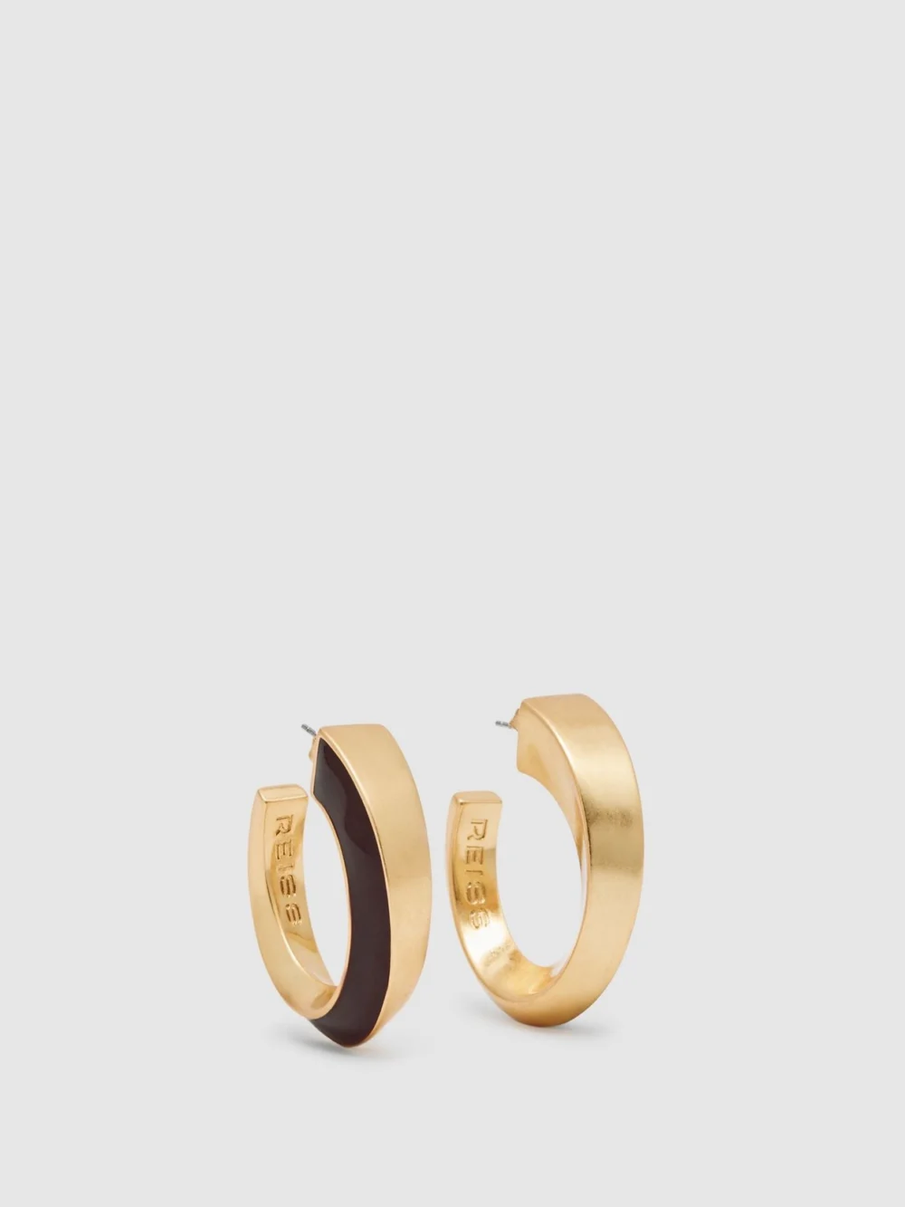 Reiss Gold Tone Twist Enamel Hoop Earrings,