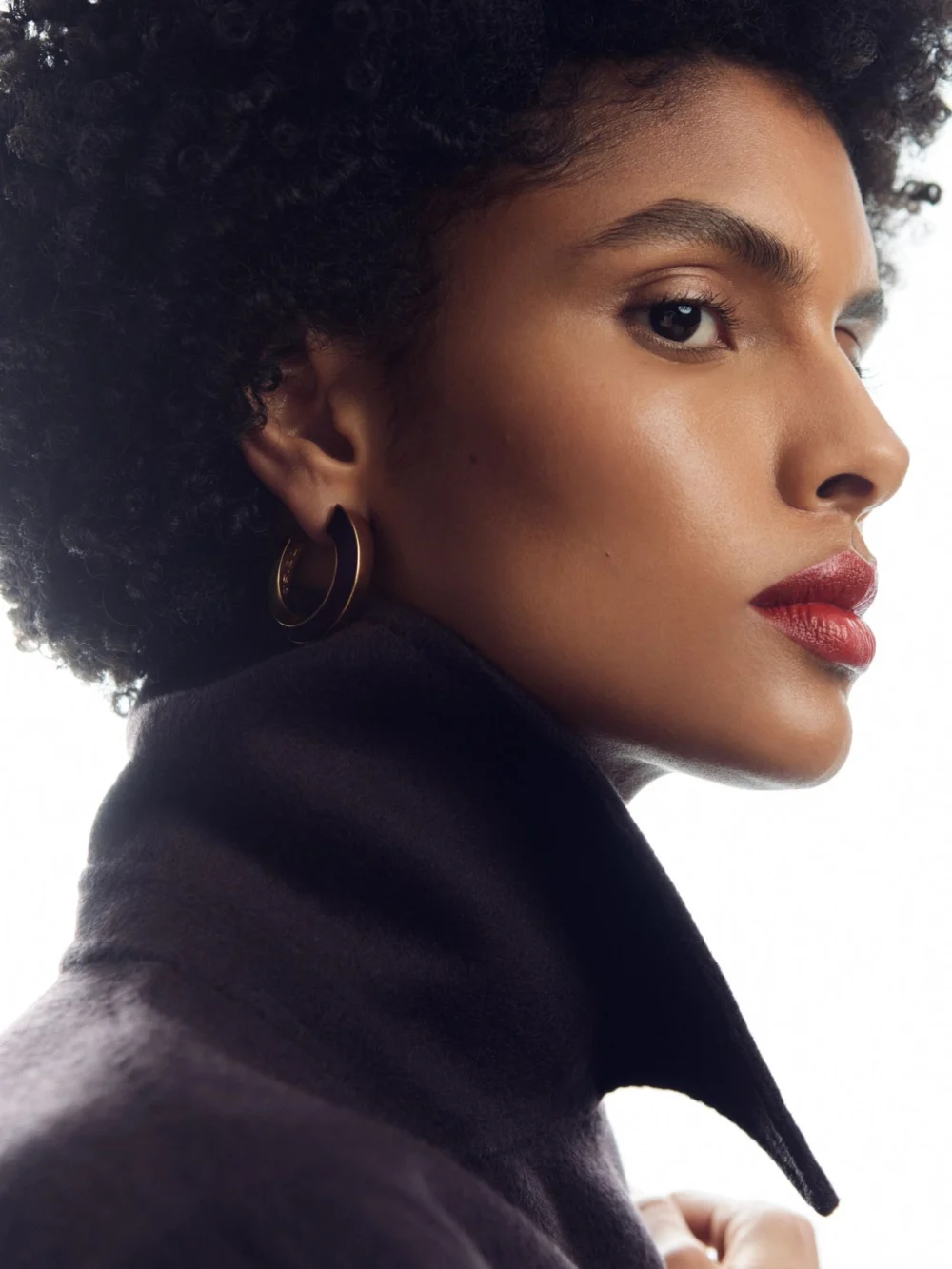 Reiss Gold Tone Twist Enamel Hoop Earrings,, view 2