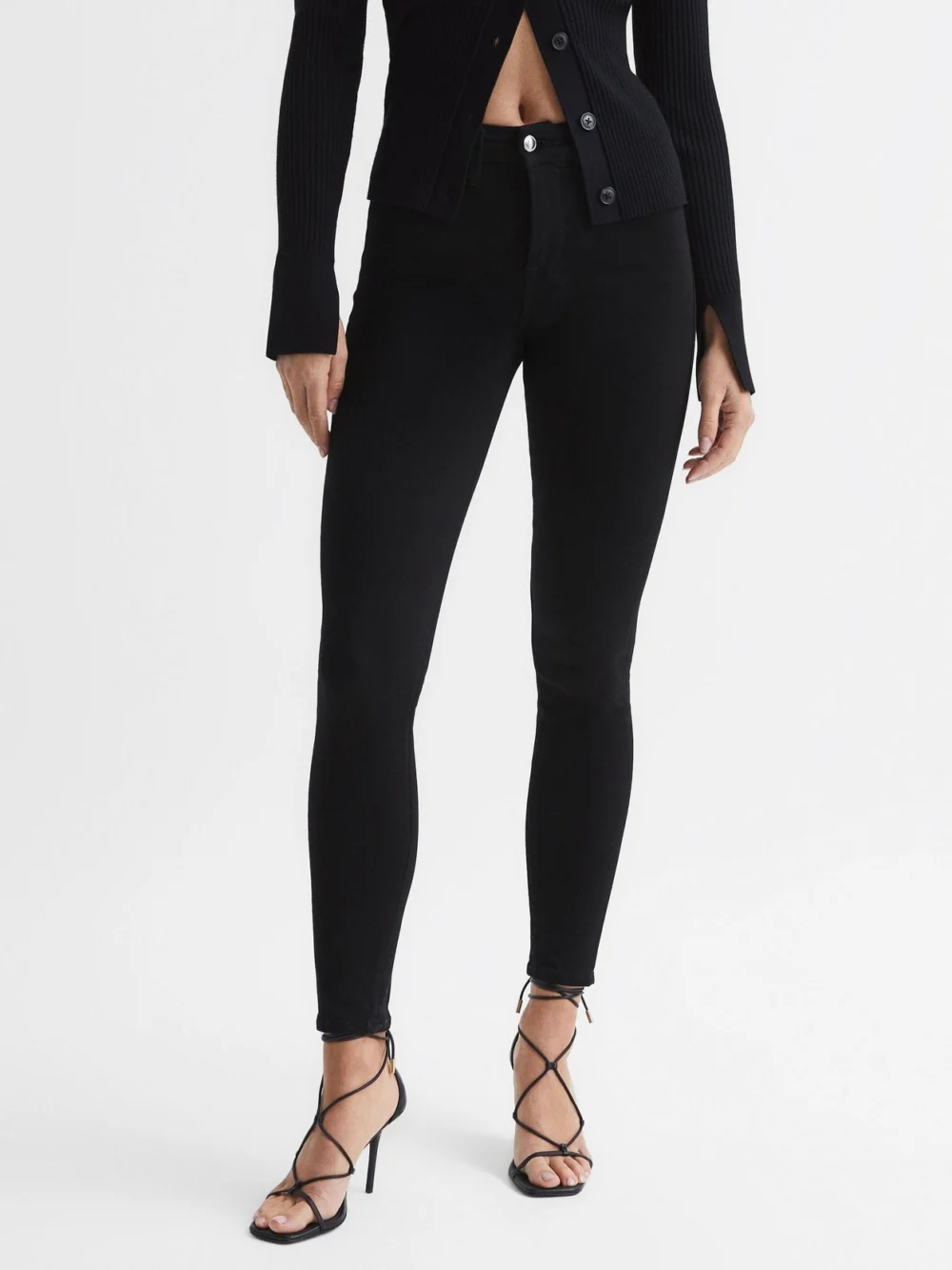 Reiss Good American - Black Legs Skinny Fit Jeans, view 3