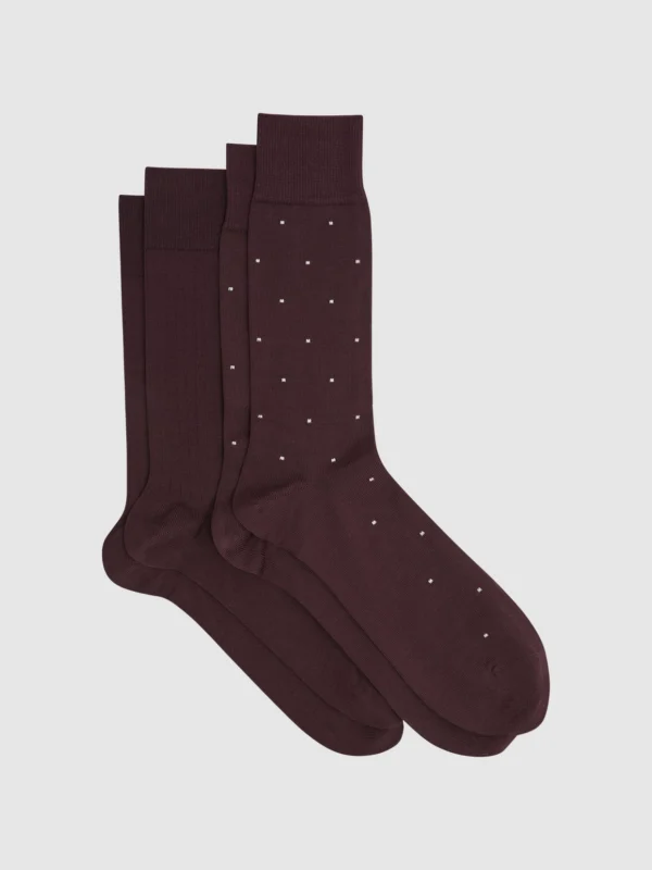 Reiss Graham 2 Pack of Socks - Brown Cotton