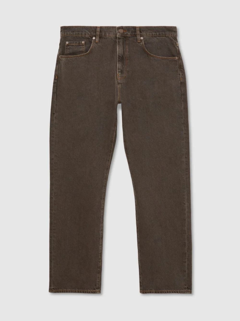 Reiss Grape Brown Yarn-dyed Relaxed Straight-leg Jeans, view 2