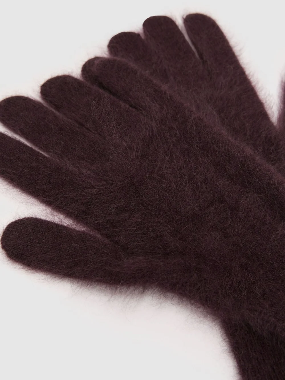 Reiss Grape Brushed Cashmere Gloves,, view 3