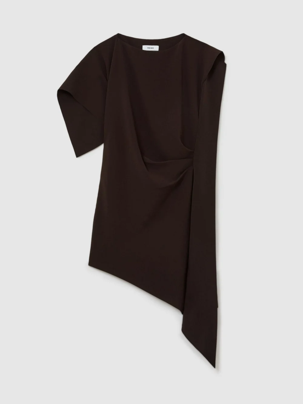 Reiss Grape Burgundy Asymmetric Drape Mini Dress, view 2