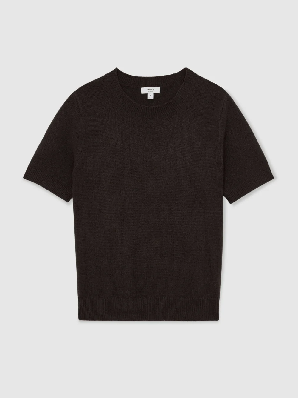 Reiss Grape Burgundy Cashmere Crew-neck T-shirt, view 2