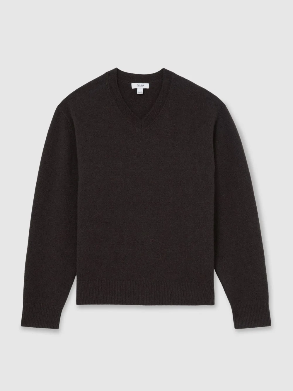 Reiss Grape Burgundy Cashmere V-neck Jumper, view 2