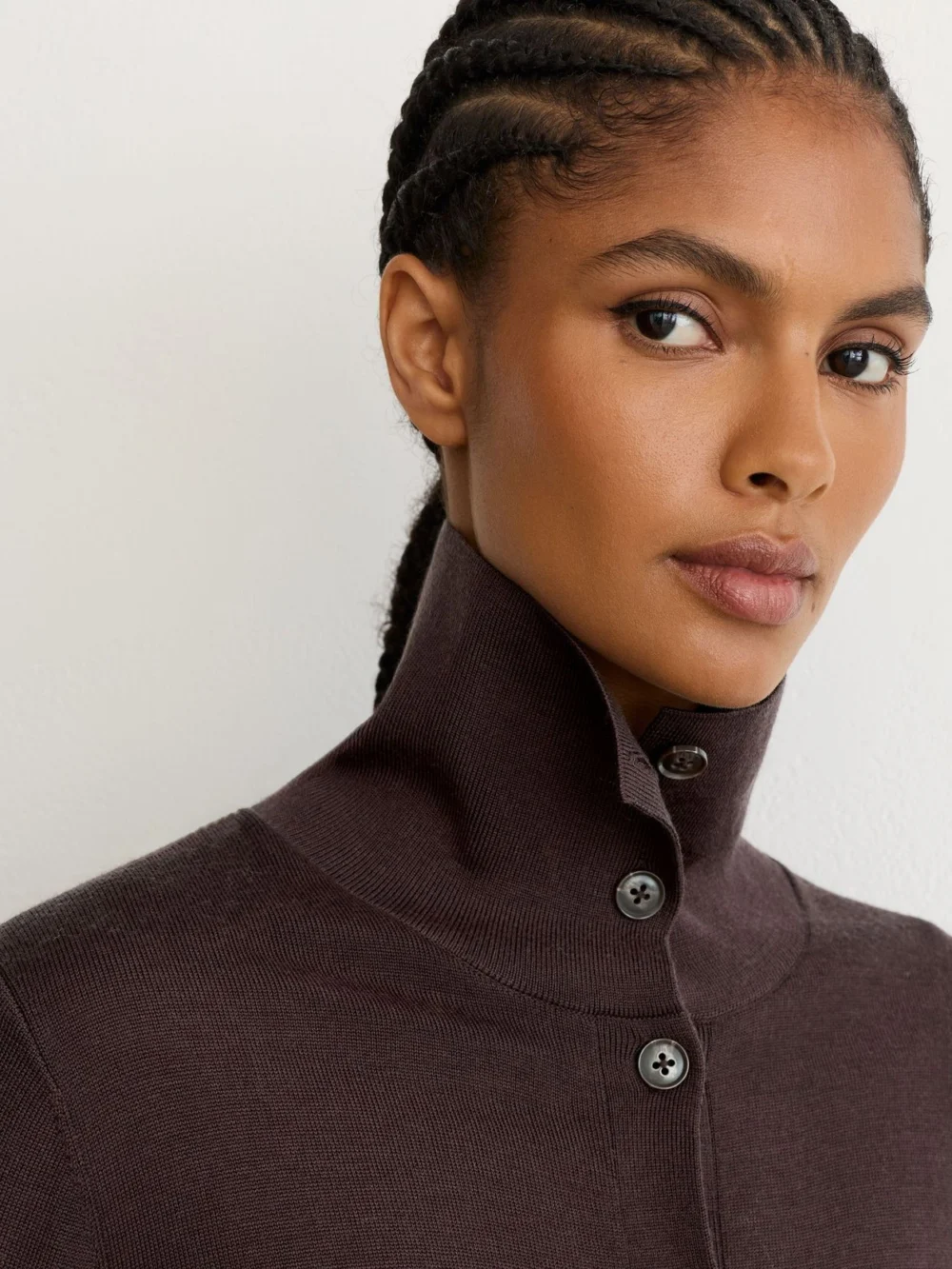 Reiss Grape Burgundy Merino Wool Collared Cardigan, view 3