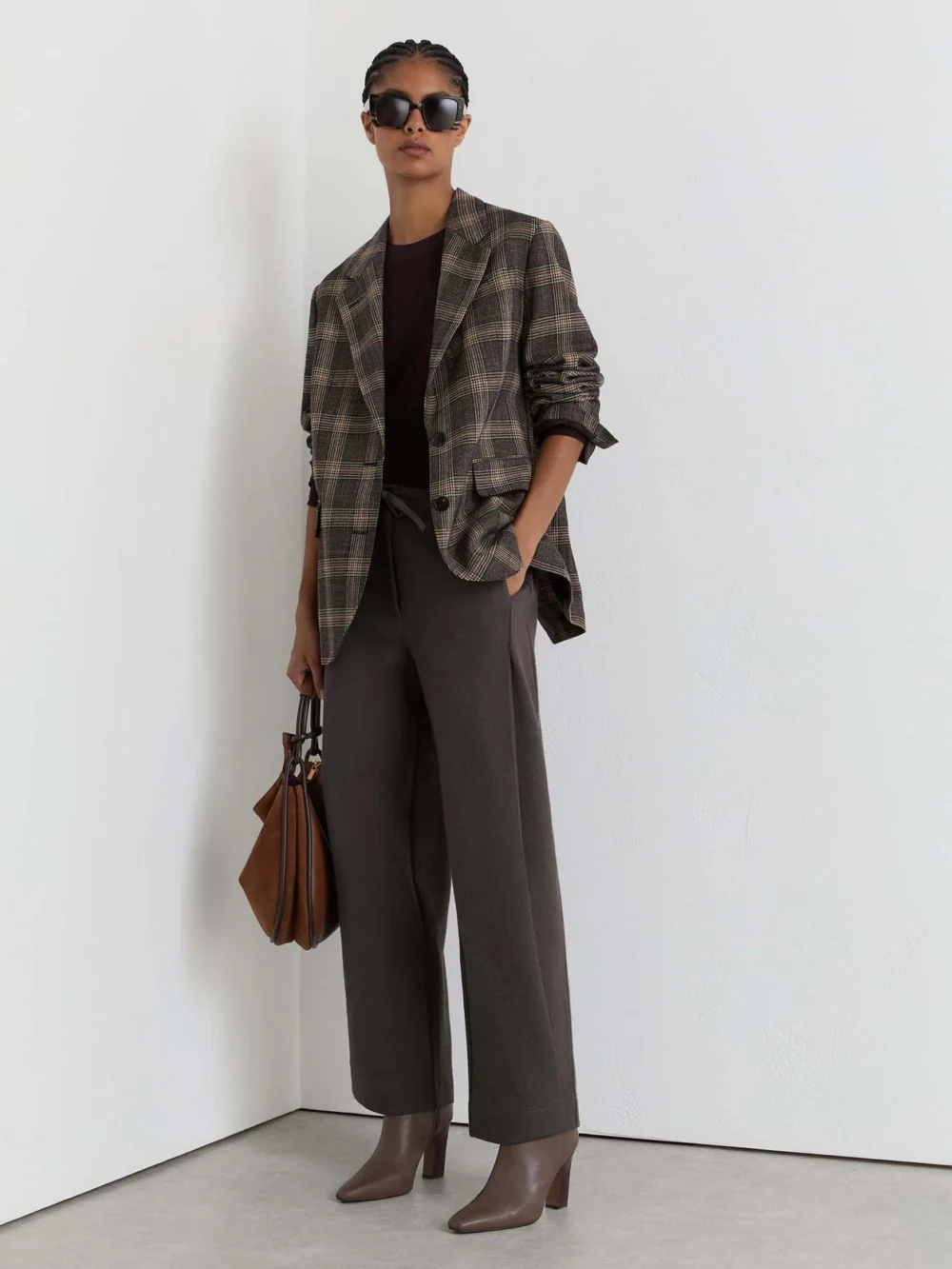 Reiss Grape Burgundy Petite Cotton-blend Barrel-leg Drawstring Trousers