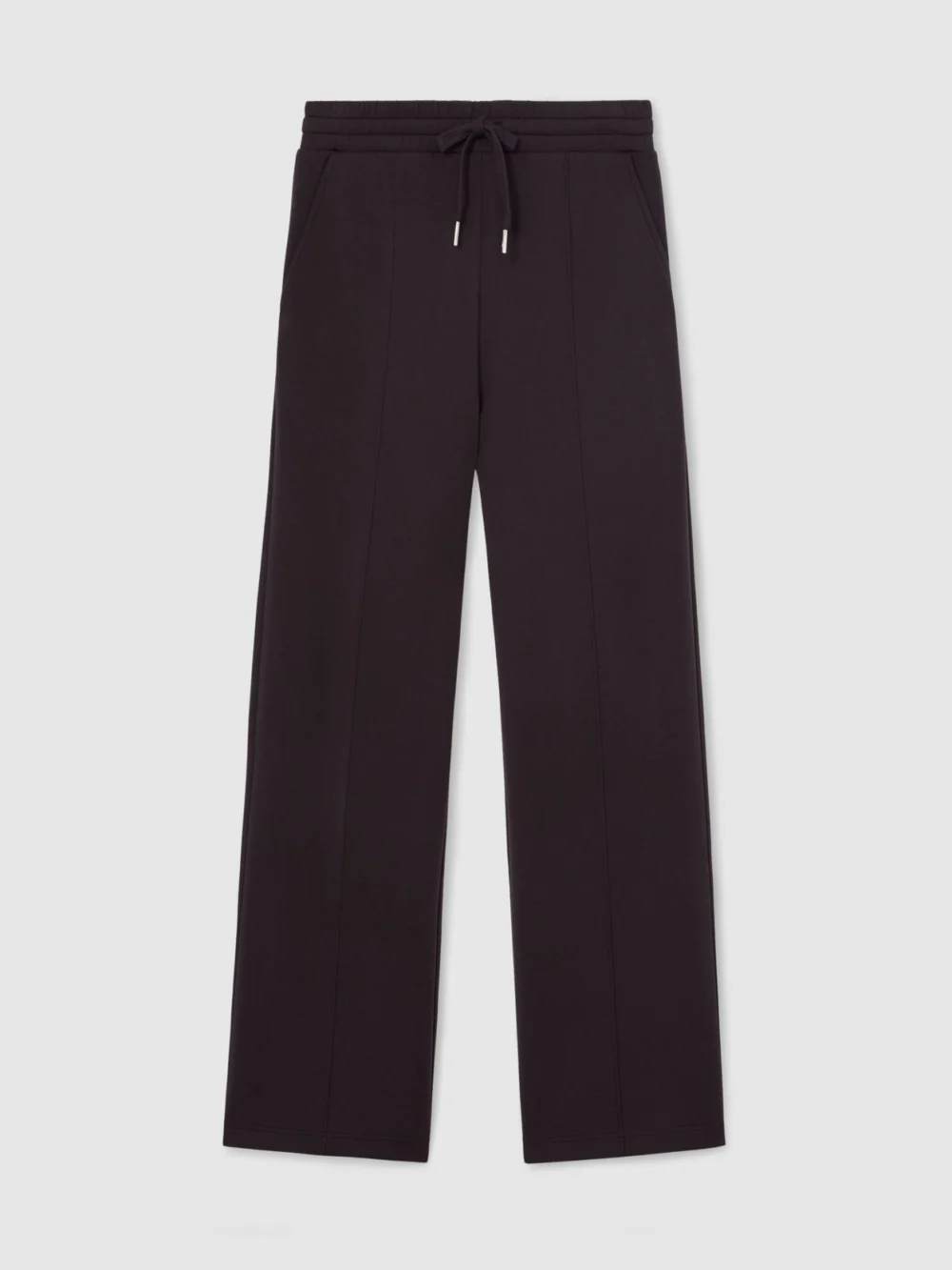 Reiss Grape Burgundy Premium Interlock Wide-leg Joggers, view 6