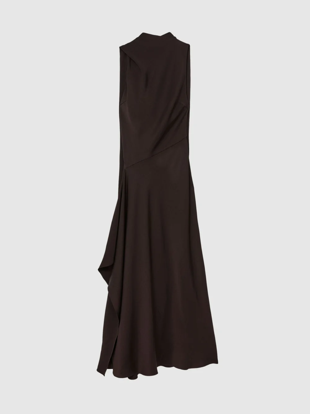 Reiss Grape Burgundy Satin Cape-detail Maxi Dress, view 2