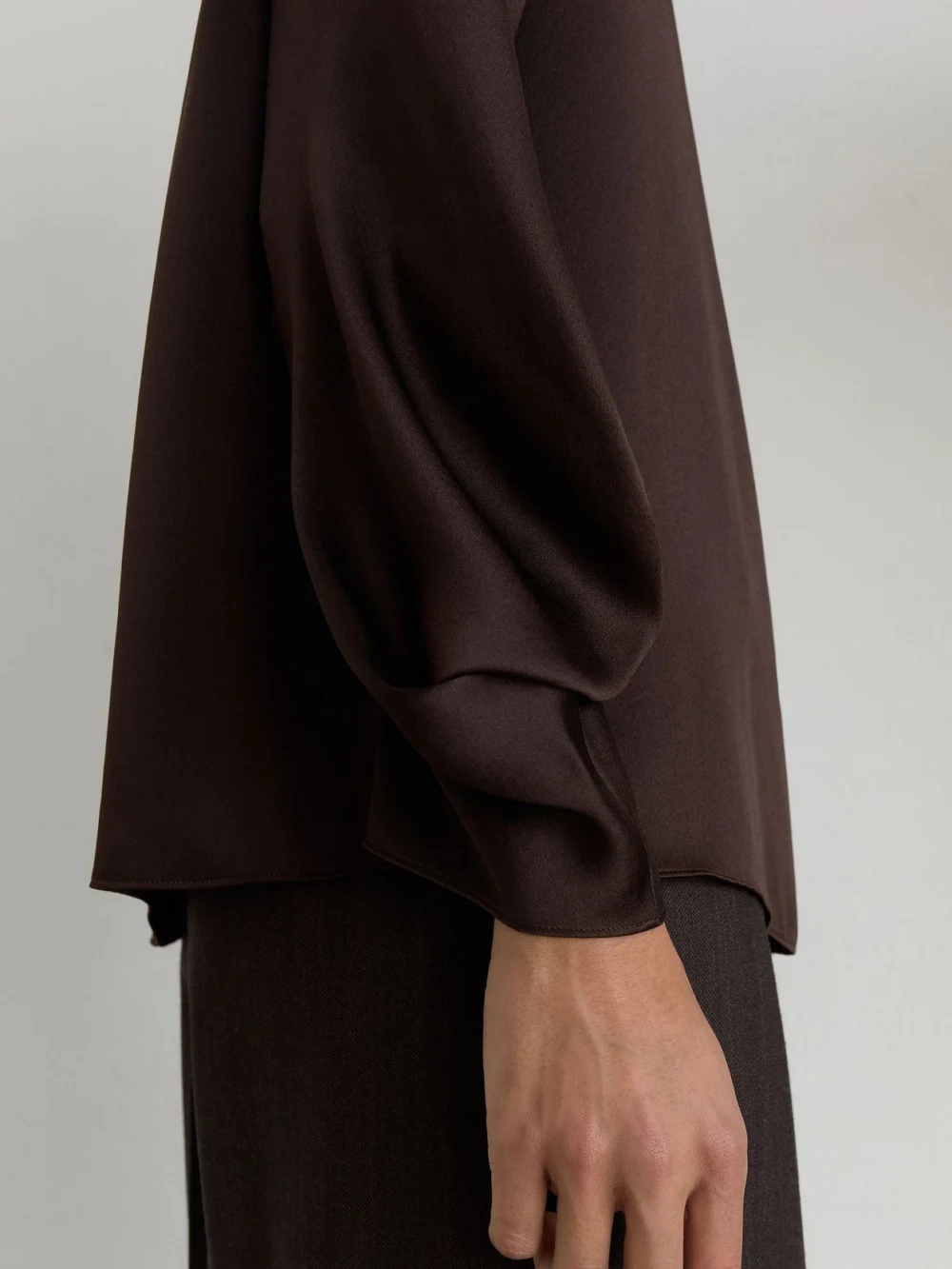 Reiss Grape Burgundy Silk High-neck Blouse, view 3