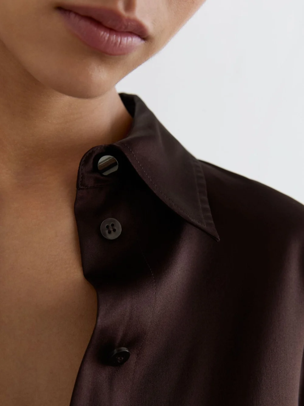 Reiss Grape Burgundy Silk-satin Concealed-placket Shirt, view 4