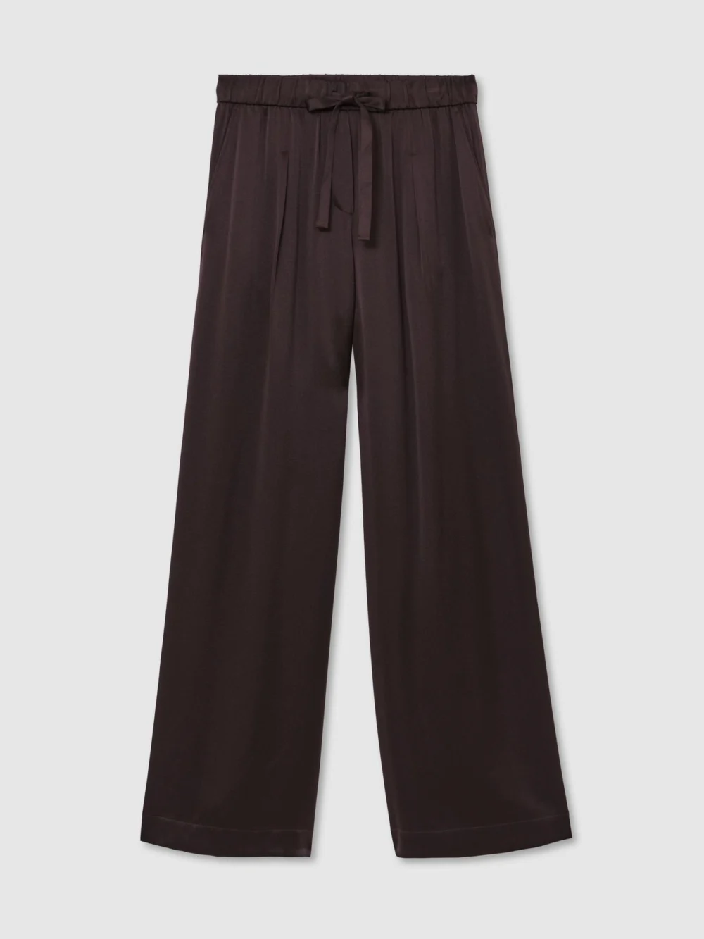 Reiss Grape Burgundy Silk Wide-leg Trousers, view 2