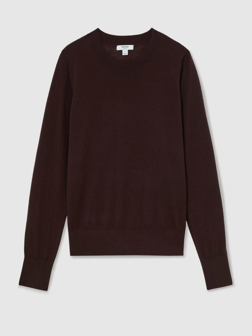 Reiss Grape Burgundy Ultra-soft Merino Wool Crew-neck Jumper, view 2