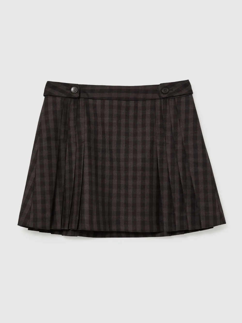 Reiss Grape Check Wool Pleated Mini Skirt, view 2
