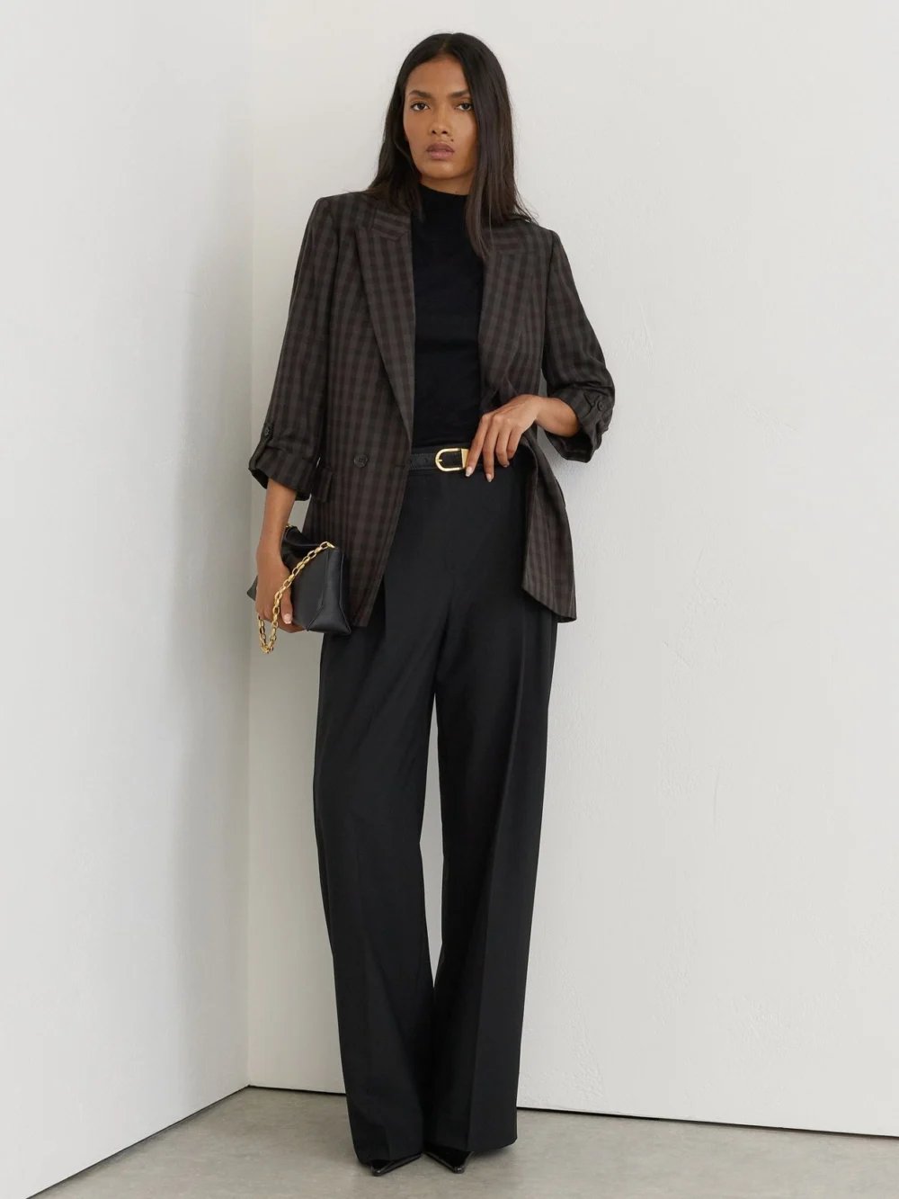 Reiss Grape Check Wool Relaxed Double-breasted Blazer