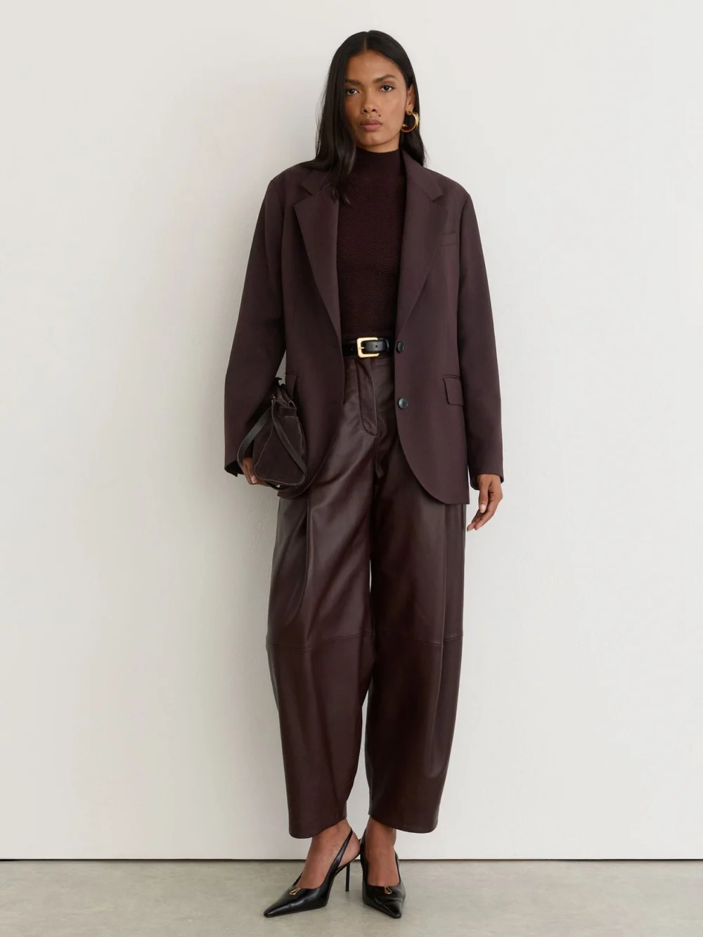 Reiss Grape Stretch-twill Relaxed Single-breasted Blazer, view 5